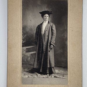 c1900 Cabinet Card Woman Hat Overcoat Portrait Photo W A Keagey Duncannon PA